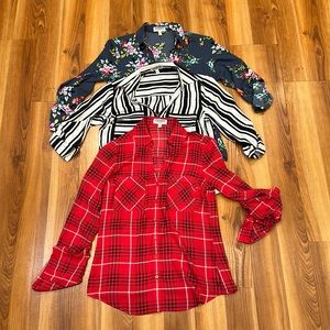 Lot of 3 Express Slim Fit Portofino Shirts Blouses Sz Extra Small XS